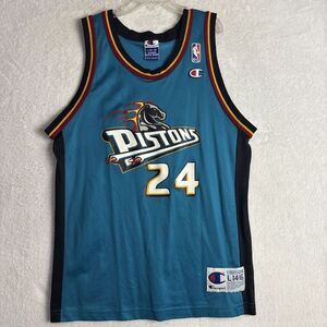 Rare Vintage Champion NBA Detroit Pistons Mateen Cleaves 24 Jersey Youth L 14/16